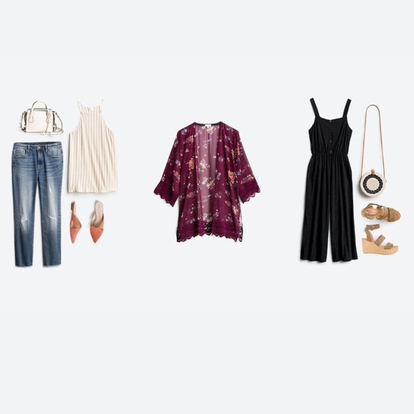 MASON & BELLE - Laria Crochet Trim Open Front Woven Kimono (StitchFix) - Picture 3 of 3